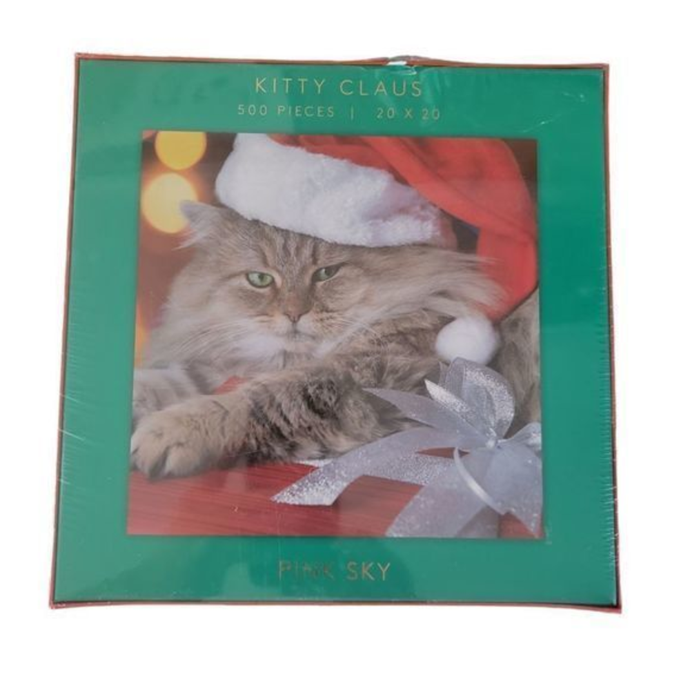 NWT Pink Sky 500 peice puzzle KITTY CLAUS sealed 20 by 20 inches Christmas